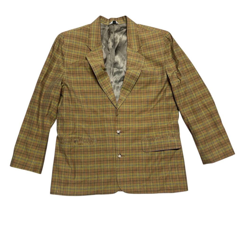 Vtg 90s Banana Republic Travel Mens Blazer Jacket Plaid Check L Cotton Hong Kong